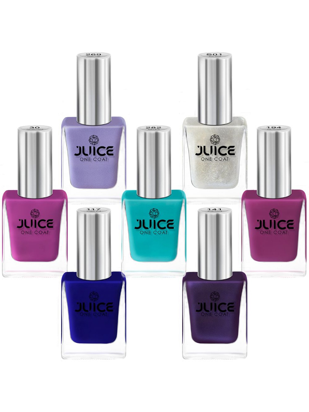 

JUICE Set Of 7 One Coat Long-Lasting Nail Polish - 11ml Each, Multi