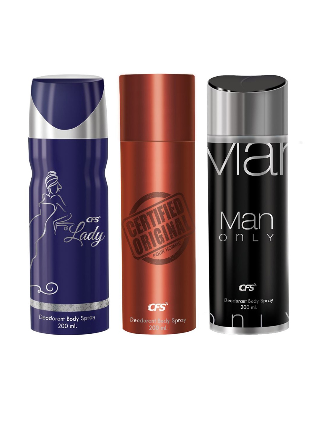 

CFS Set of 3 Long Lasting Deodorant Body Spray - 200 ml each, Red