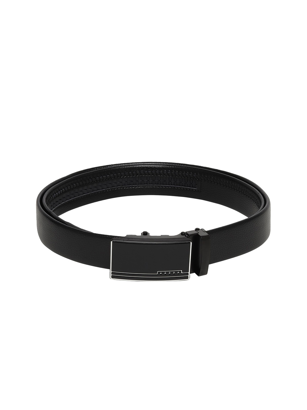 

WINSOME DEAL Men Slider Buckle Closure Textured Formal Belt, Black