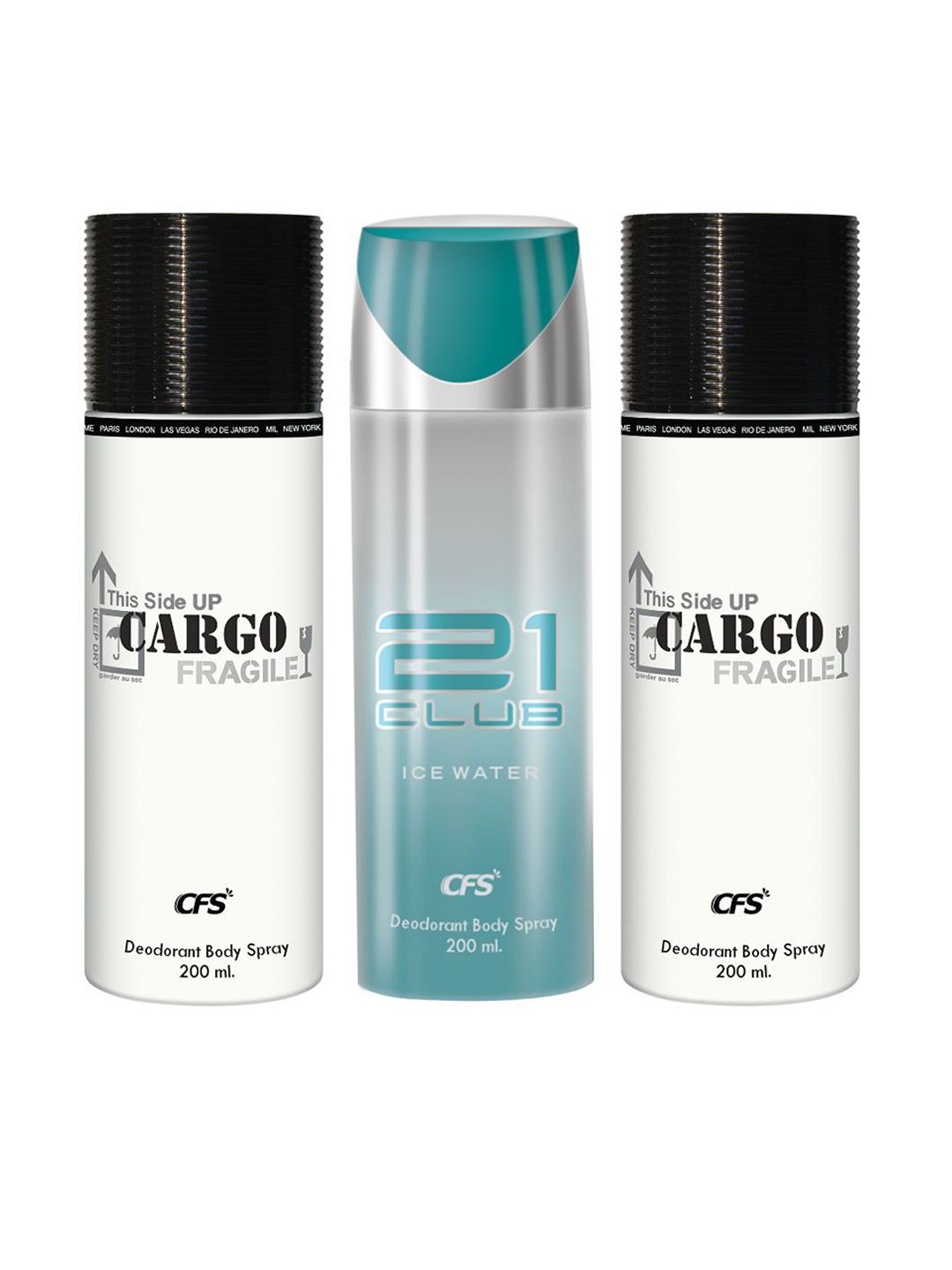 

CFS Cargo Fragile 21 Club Set Of 3 Long Lasting Deodorant Body Spray- 200ML Each, White