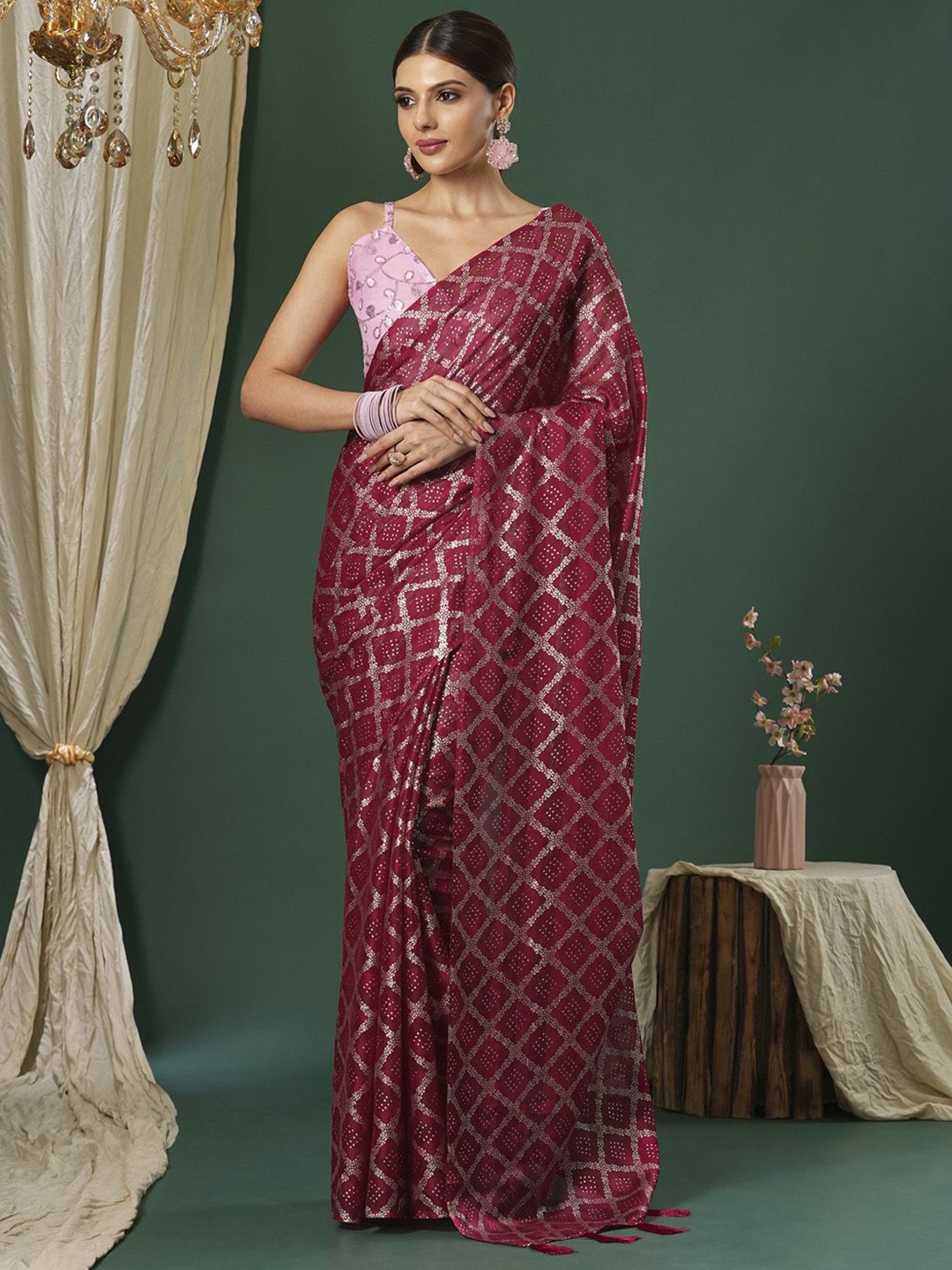 

Saree mall Ethnic Motifs Sarees, Pink