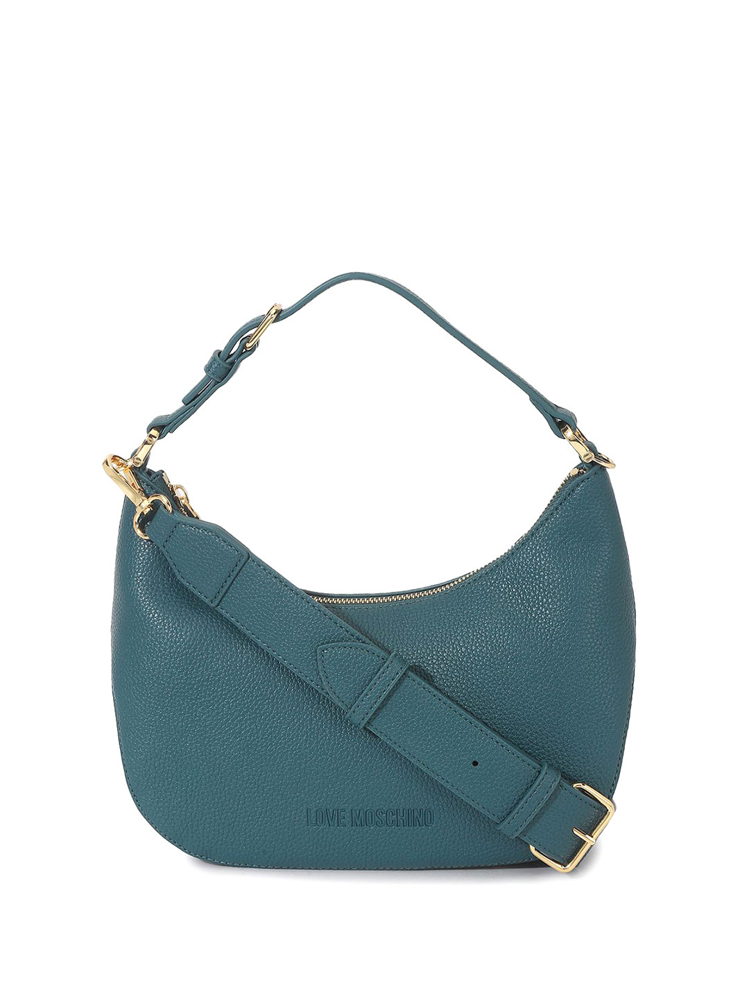 

LOVE MOSCHINO Colourblocked PU Oversized Half Moon Hobo Bag, Green