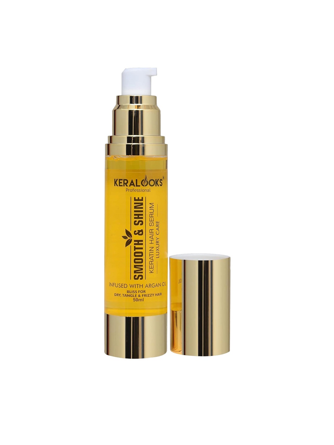 

Keralooks professional Smooth & Shine Keratin Hair Serum Infused With Argan Oil - 50ml, Gold