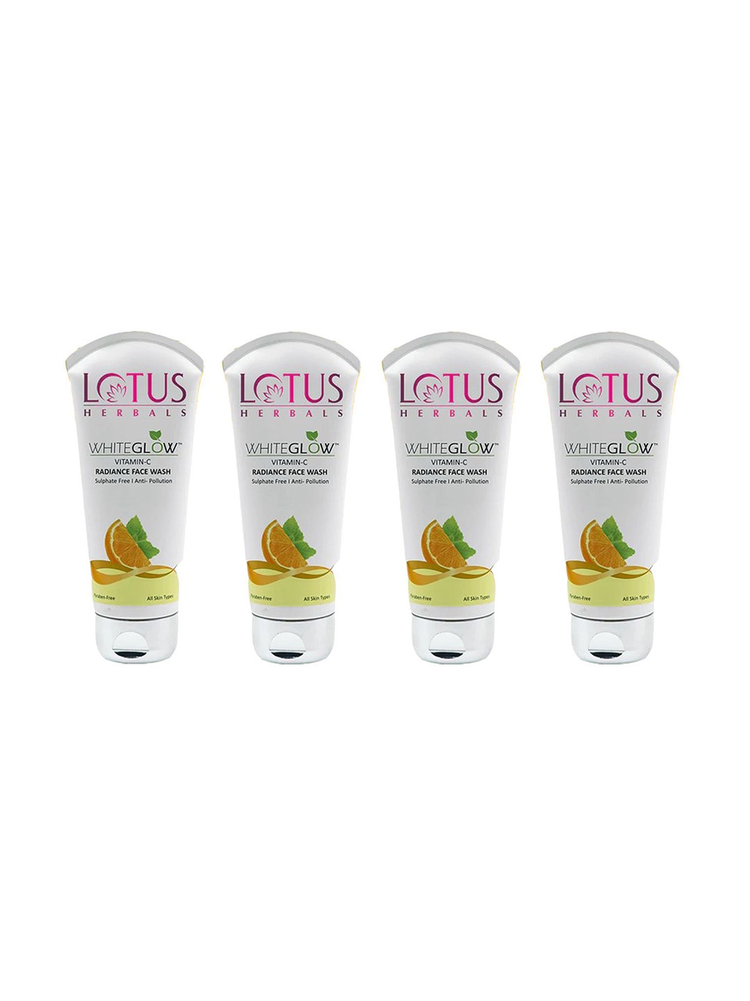 

Lotus Herbals WhiteGlow Set Of 4 Vitamin C Radiance Face Wash-100g Each, White