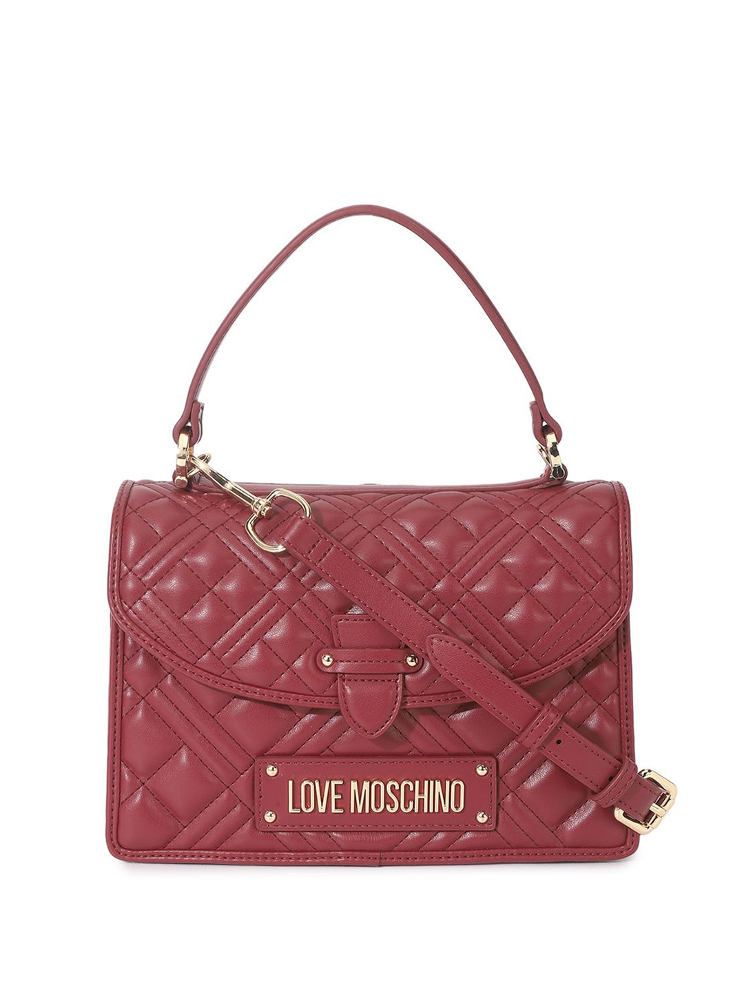 

LOVE MOSCHINO Embellished PU Structured Handheld Bag with Quilted, Na