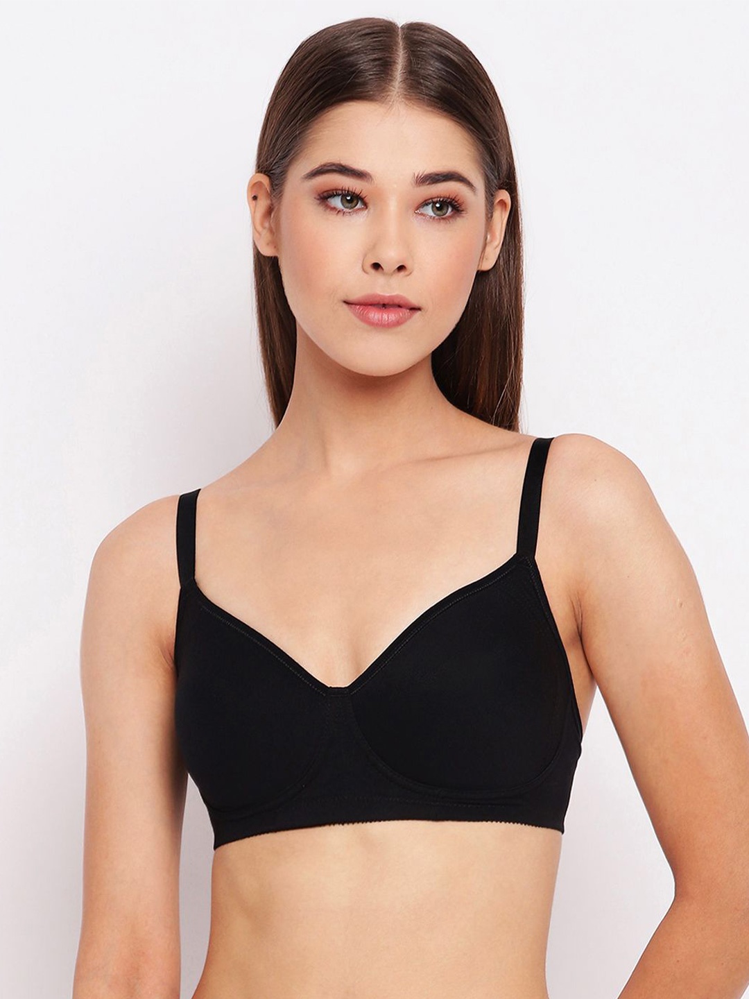 

Enamor Non Padded Wirefree High Coverage Stretch Cotton Everyday Bra A042, Black