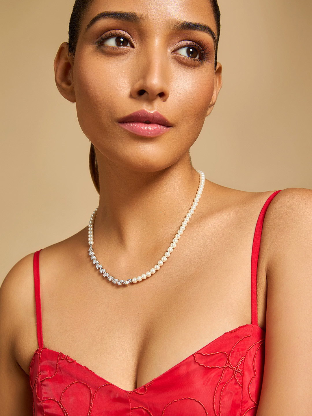 

Kushal's Fashion Jewellery Copper Rhodium-Plated Necklace, White