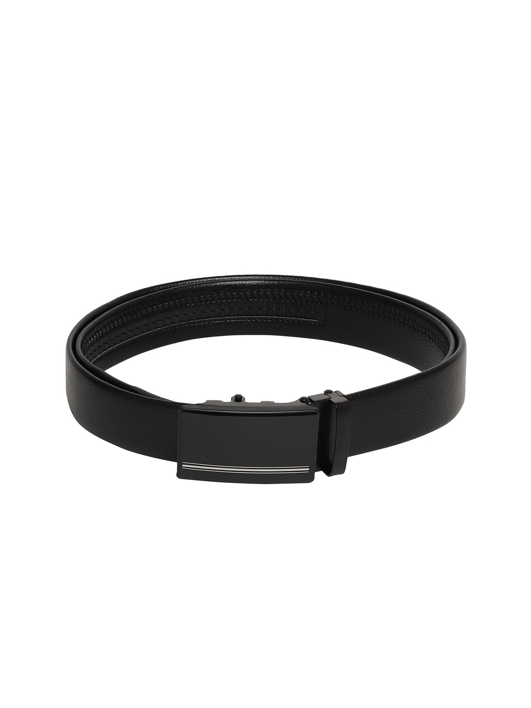 

WINSOME DEAL Men Textured Slider Buckle Closure Formal Belt, Black