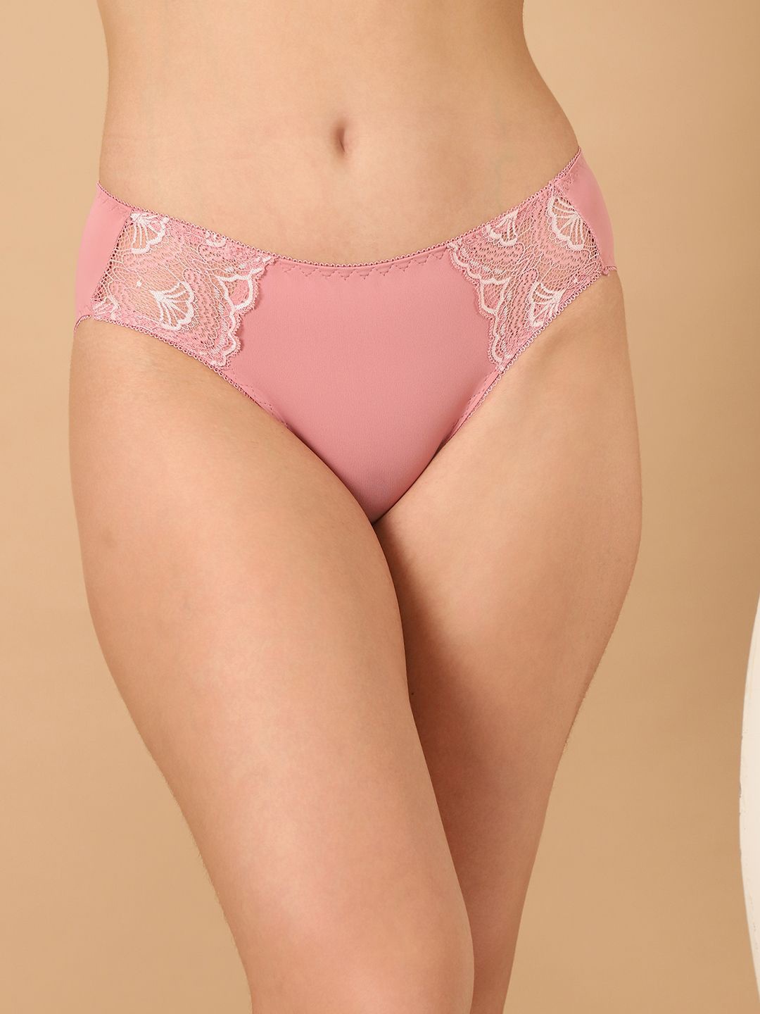 

PrettyCat Mid Rise Lace Bikini Briefs PC-PA-7039-PNK-S, Pink