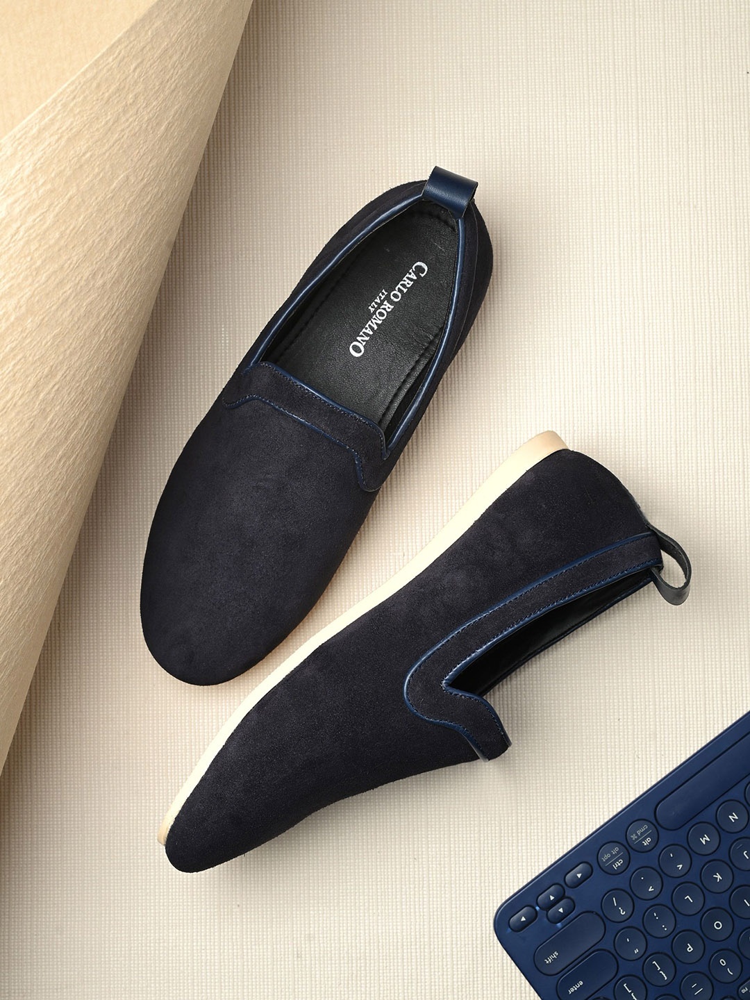 

CARLO ROMANO Men Suede Slip-On Sneakers, Blue