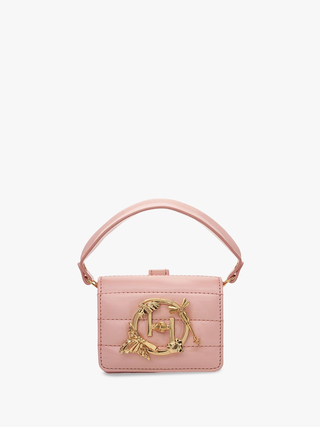 

Outhouse Embellished Leather Bucket Sling Bag with Fringed, Pink