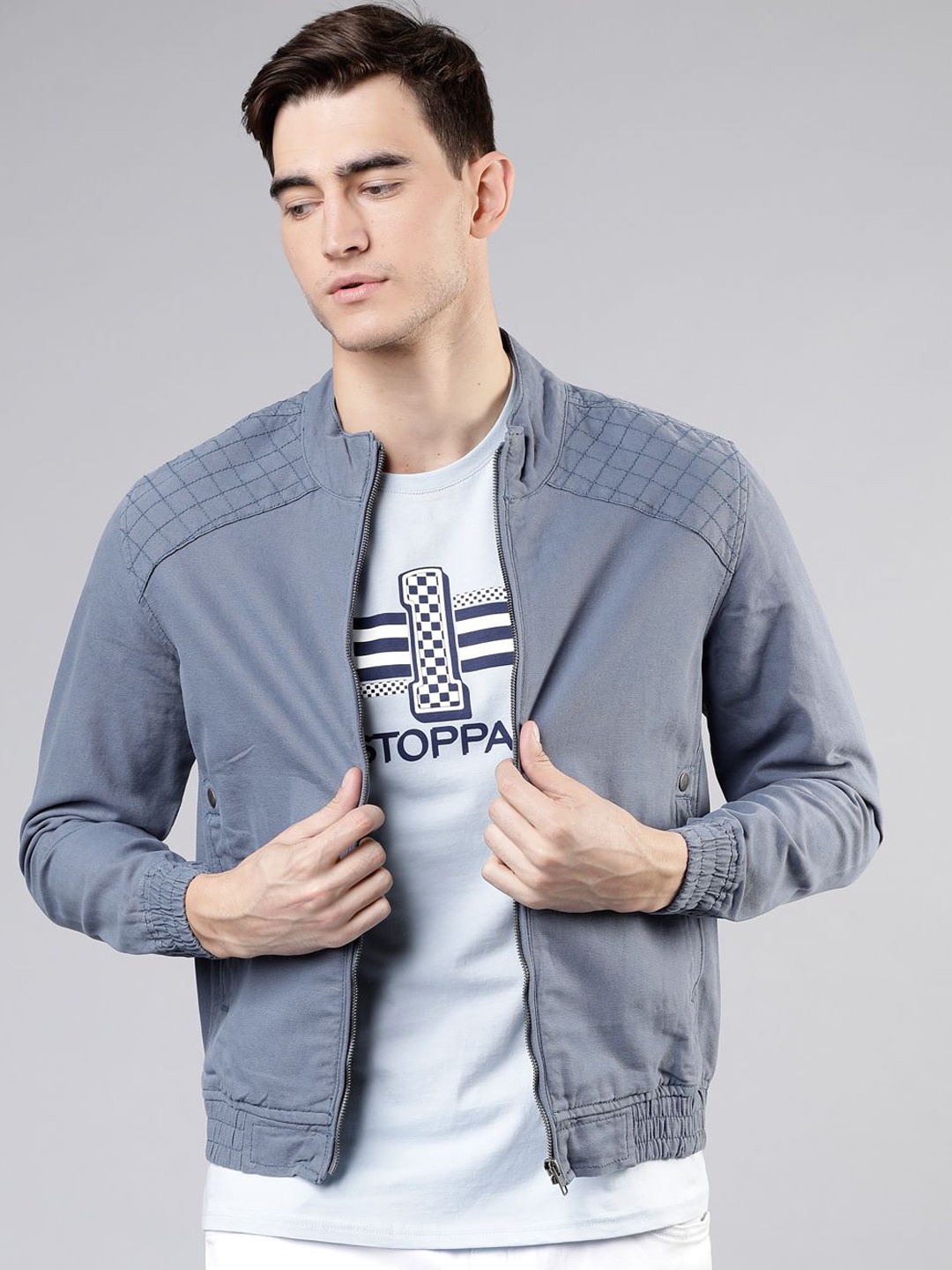 

HIGHLANDER Men Checked Quilted Jacket, Blue