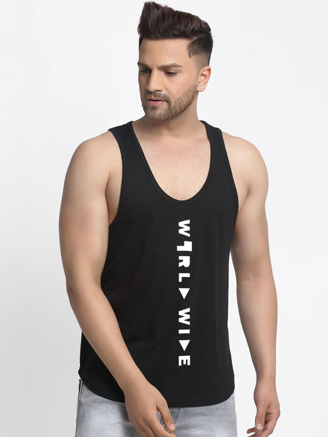 

Friskers Pure Cotton Gym Vest, Black
