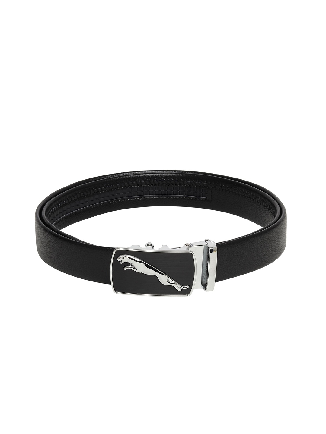 

WINSOME DEAL Men Textured Slider Buckle Closure Formal Belt, Black
