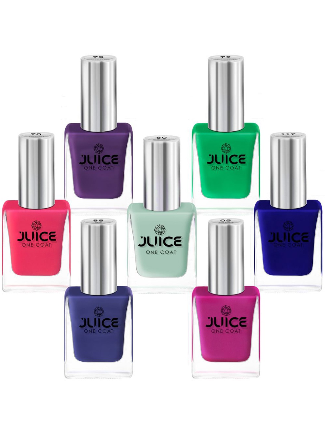 

JUICE Set Of 7 One Coat Long-Lasting Nail Polish - 11ml Each, Multi