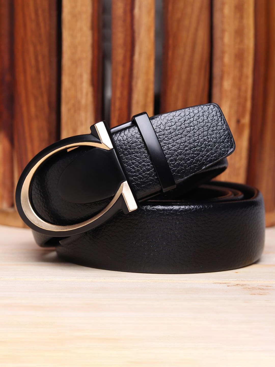 

WINSOME DEAL Men Slider Buckle Closure Textured Casual Belt, Black