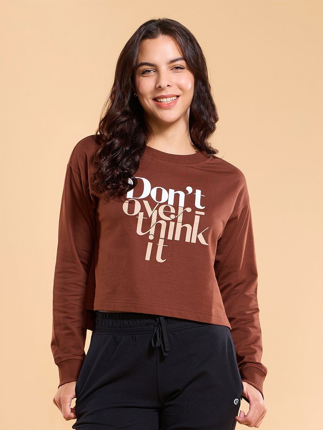 

Enamor Graphic Drop Shoulder Cotton Terry Sweatshirt-E9G2, Brown