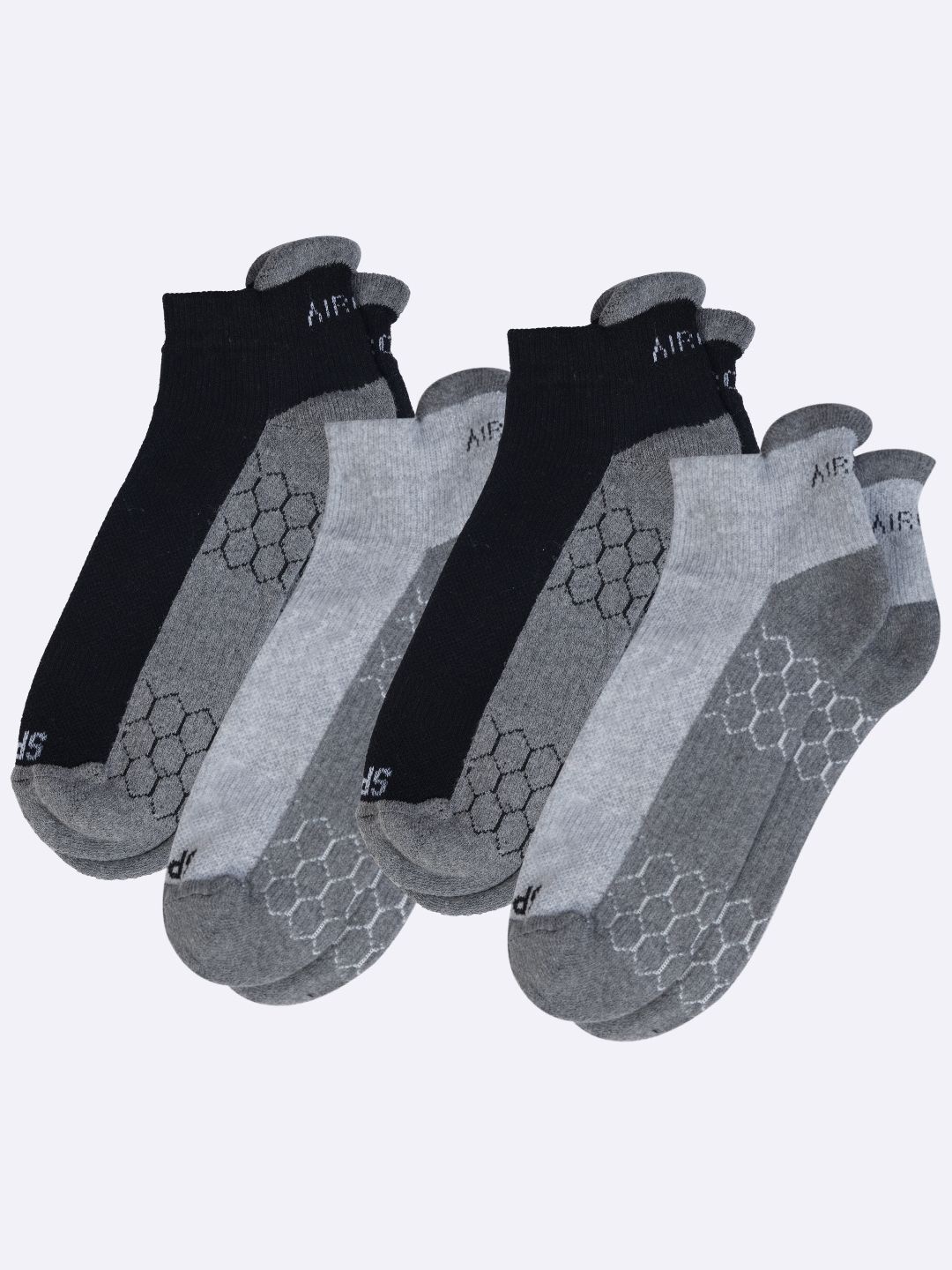 

AIR GARB Pack Of 4 Colourblocked Ankle Length Socks, Black