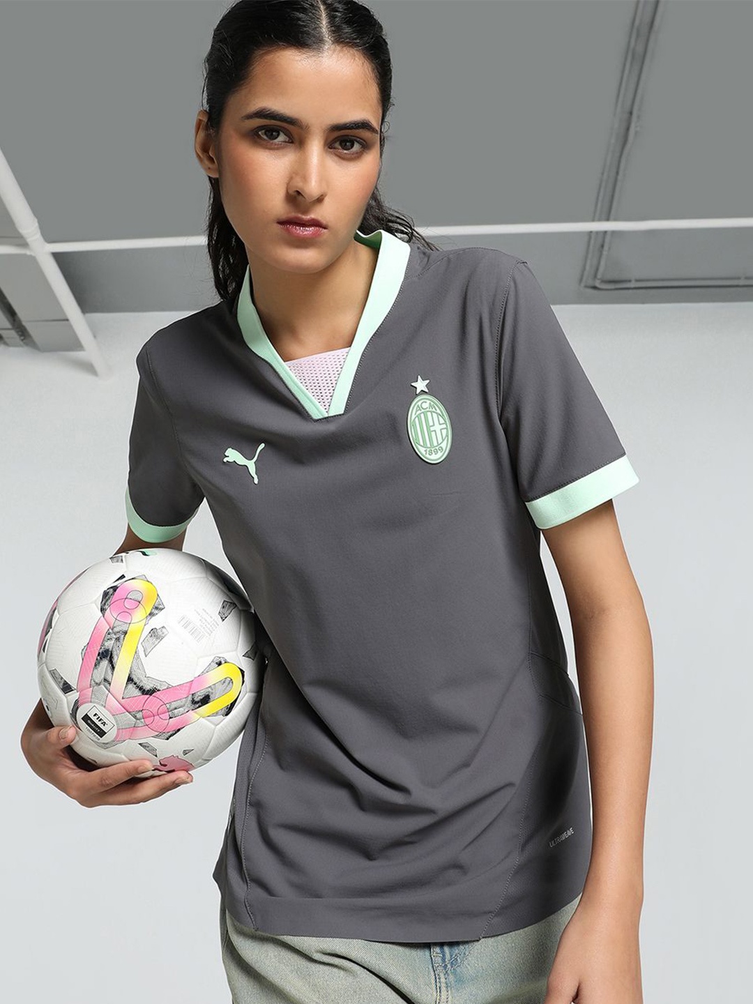 

Puma Acm Third Jersey Promo Women's Football Tee, Grey