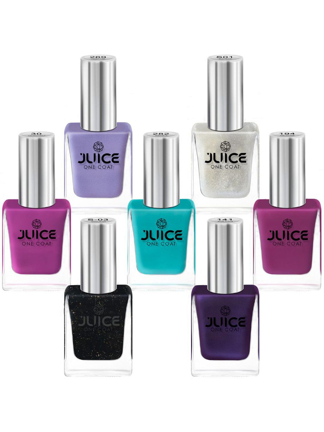 

JUICE Set Of 7 One Coat Long-Lasting Nail Polish - 11ml Each, Multi