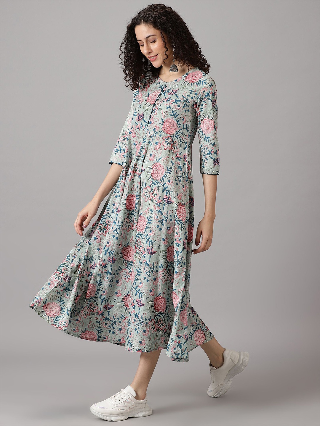 

Anouk Floral Print A-Line Maxi Dress, Blue