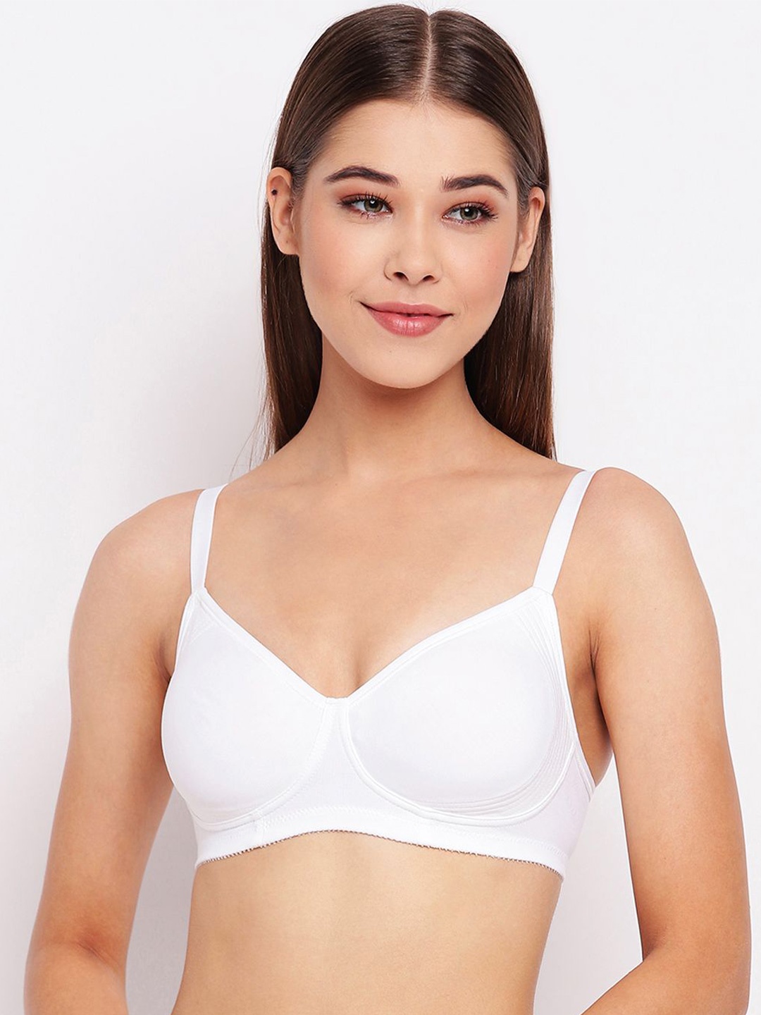 

Enamor Non Padded Wirefree High Coverage Stretch Cotton Everyday Bra A042, White