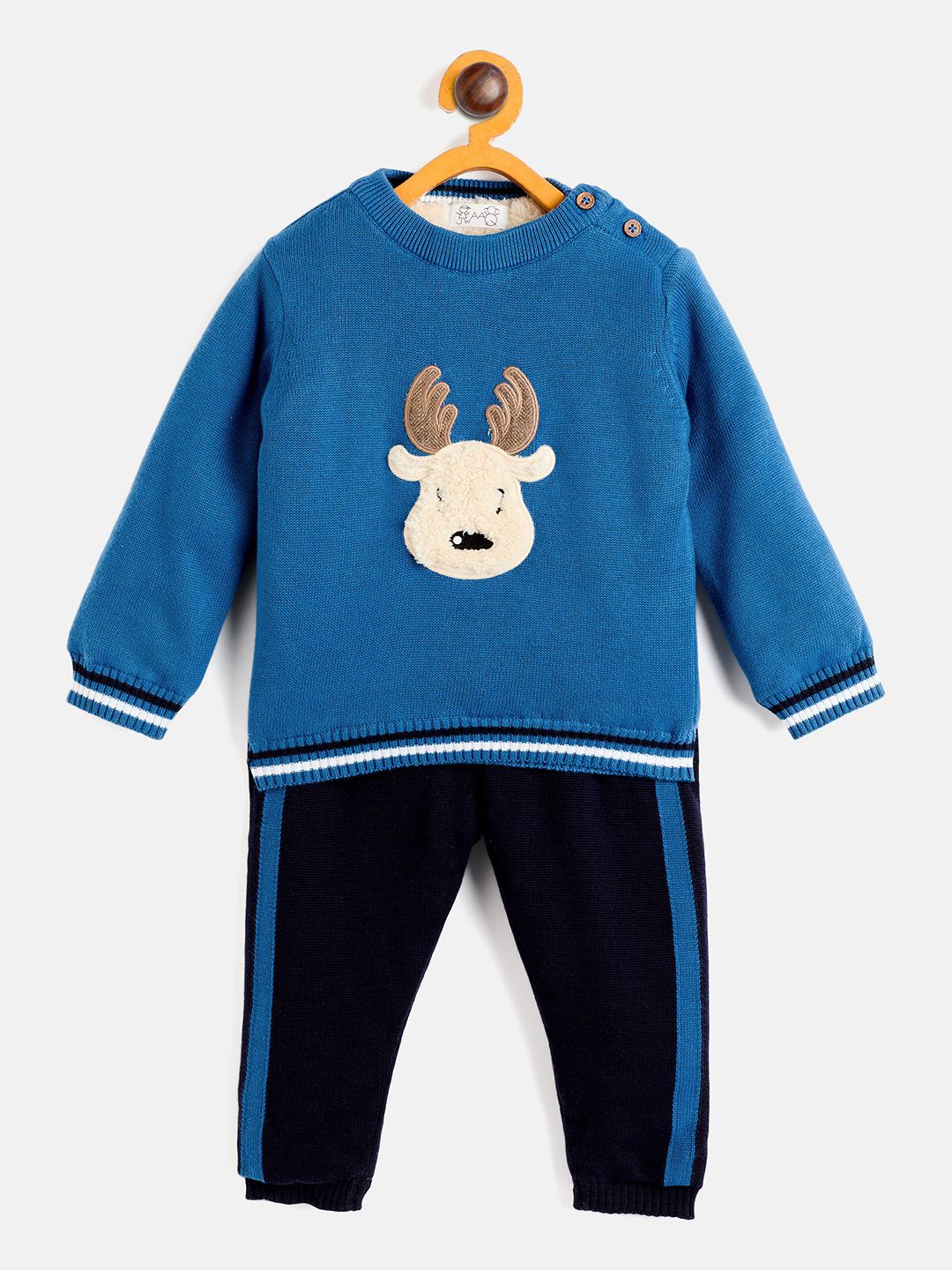 

JWAAQ Kids Unisex Printed Round Neck Sweatshirt With Joggers, Blue