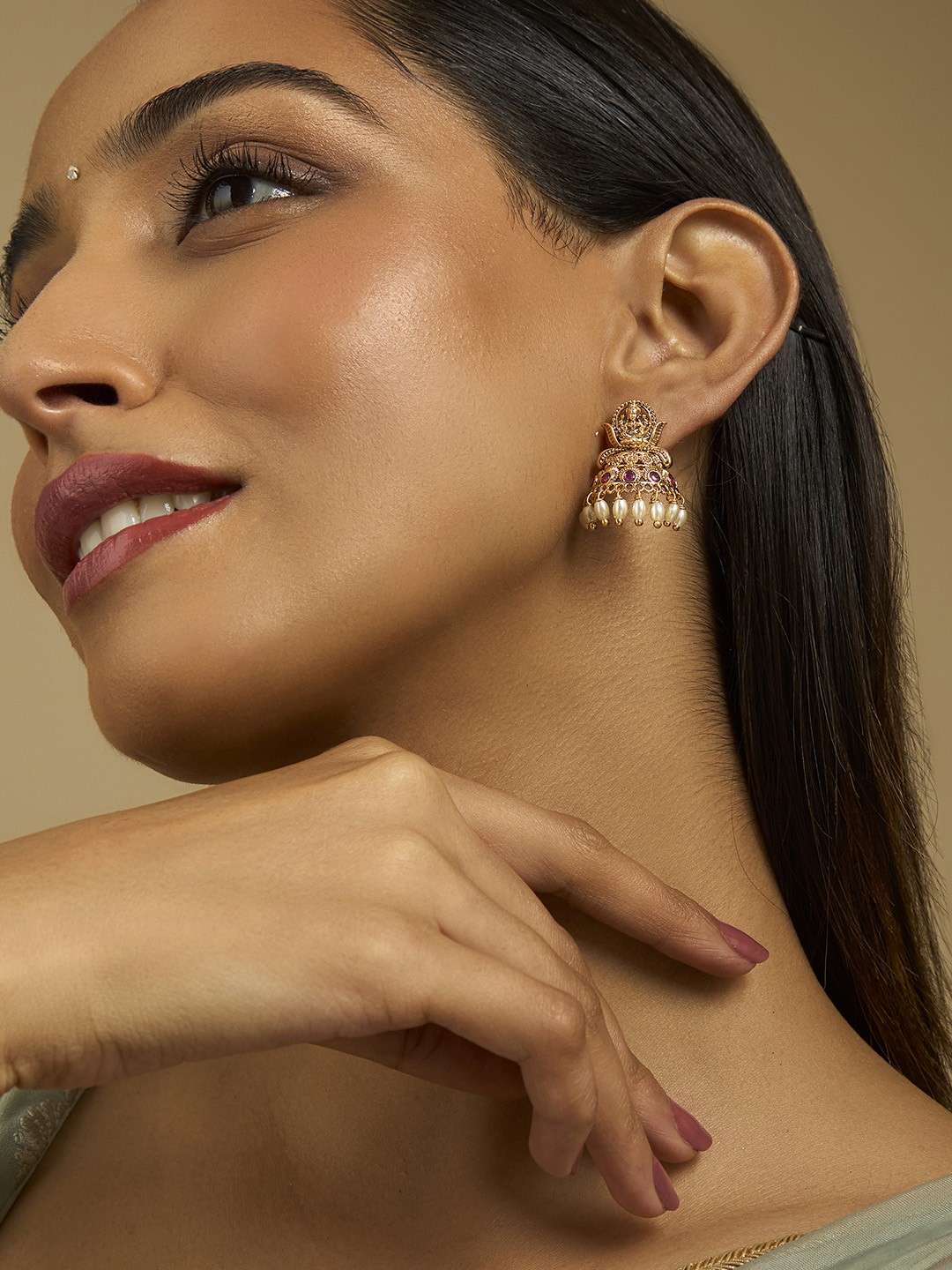 

Kushal's Fashion Jewellery Classic Jhumkas Earrings, Red