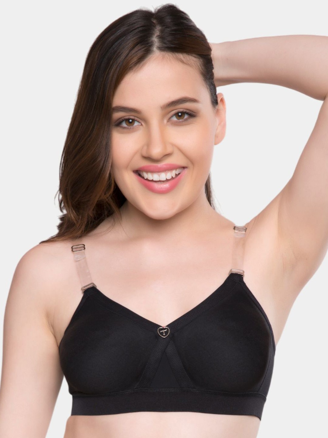 

Trylo ALPA Strapless Hosiery Cotton Non-Padded Non-Wired Seamless Molded T-Shirt Bra, Black