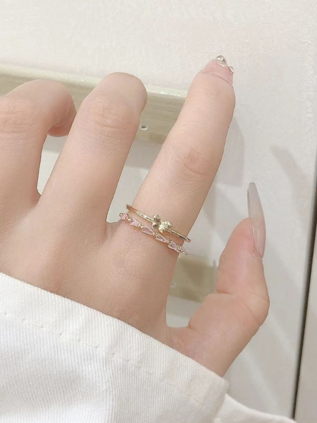 

SALTY Ava Gold-Plated Butterfly Crystal Stone Studded Finger Ring