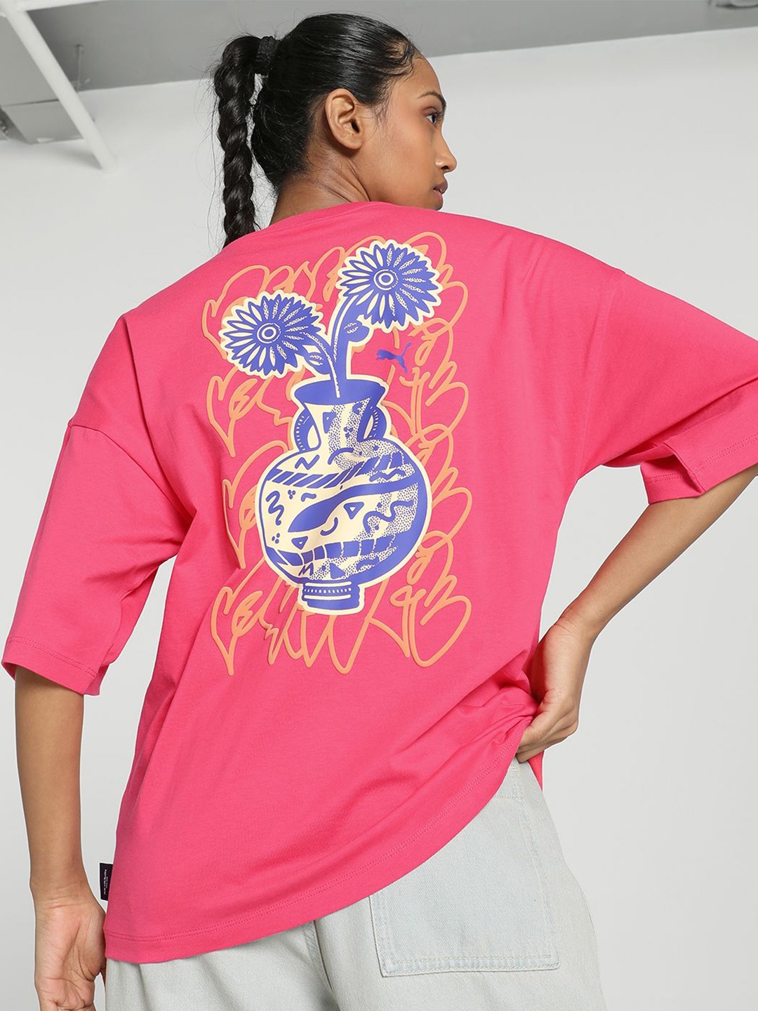 

Puma Graphics Bloom Oversized Tee, Pink