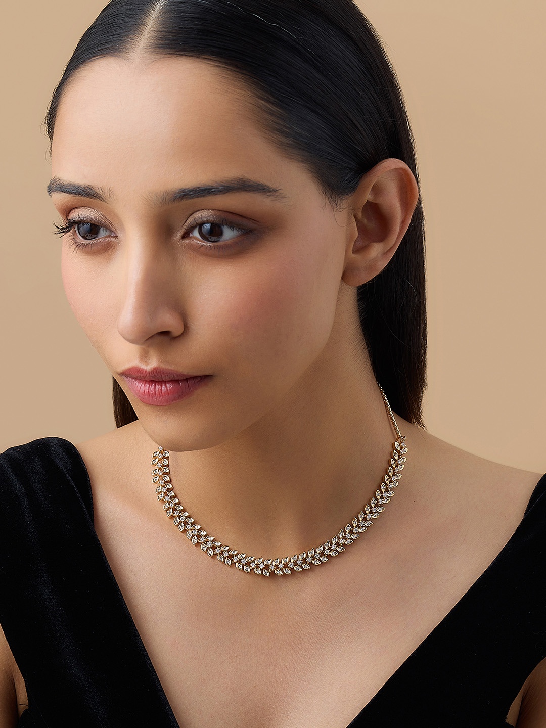 

Kushal's Fashion Jewellery Gold-Plated Cubic Zirconia Stones Studded Necklace