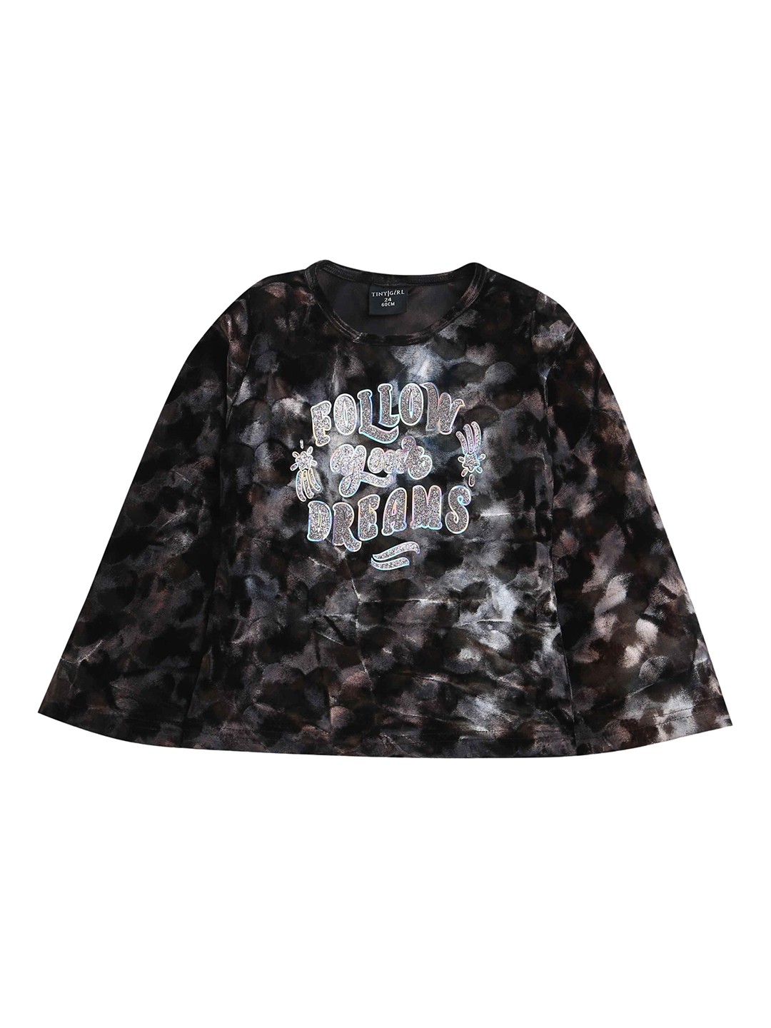 

Tiny Girl Print Top, Black
