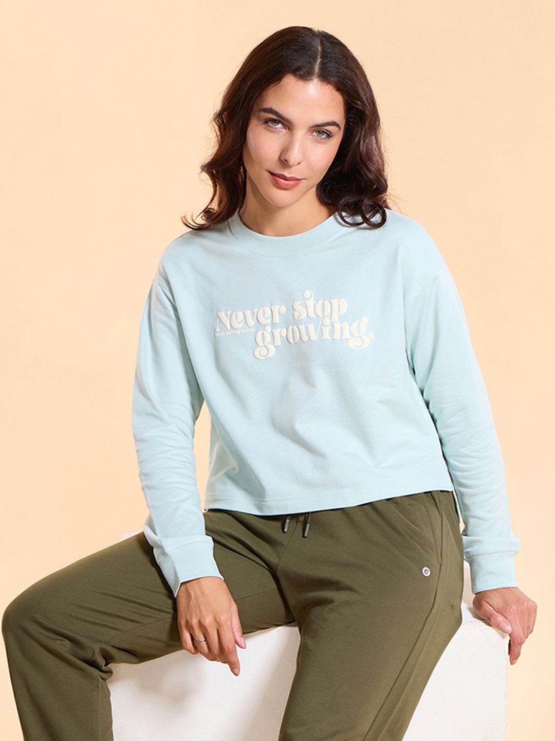 

Enamor Graphic Drop Shoulder Cotton Terry Sweatshirt-E9G2, Blue