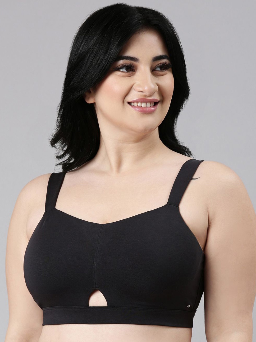 

Enamor Cloud Padded Wirefree Full Coverage Cotton Full Support Minimizer Bra A064, Black