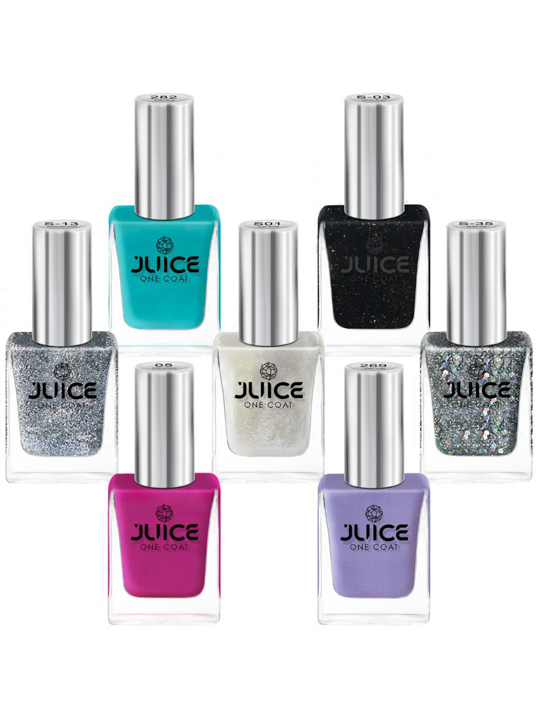 

JUICE Set Of 7 One Coat Long-Lasting Nail Polish - 11ml Each, Multi