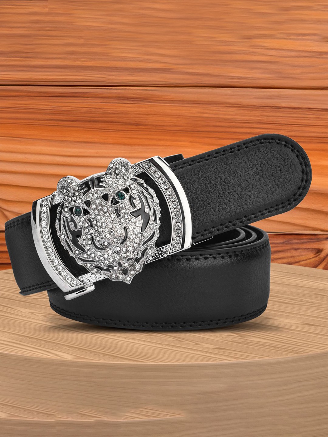 

WINSOME DEAL Men Slider Buckle Closure Textured Casual Belt, Black