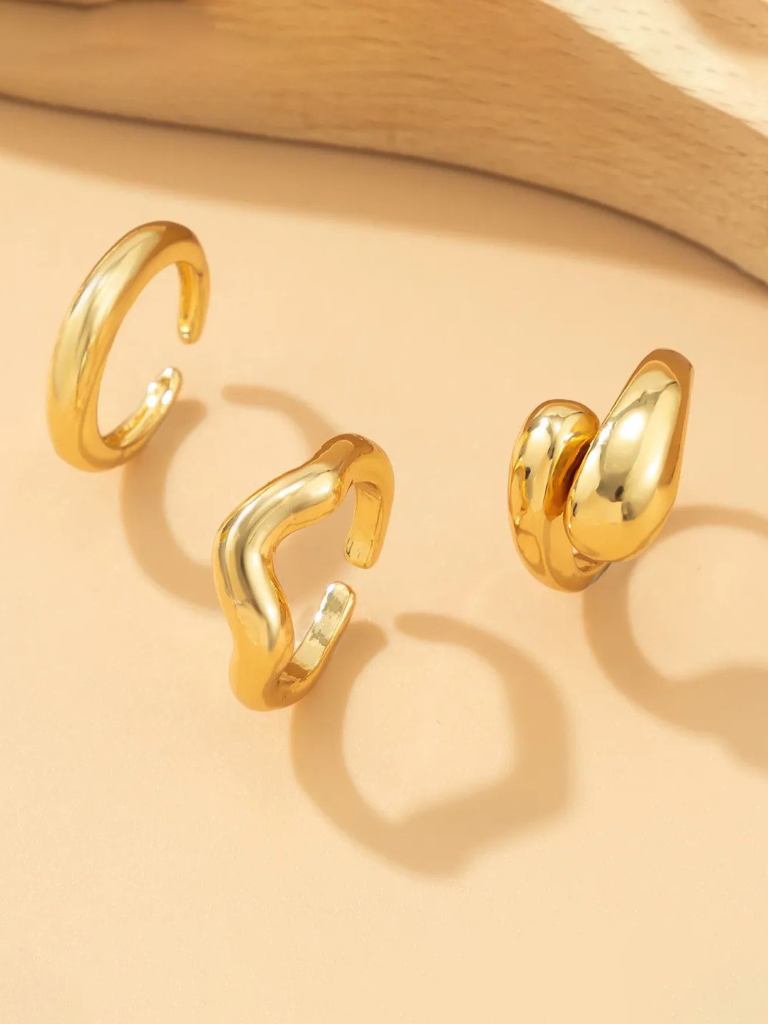 

Jewels Galaxy Set Of 3 Gold Plated Finger Ring