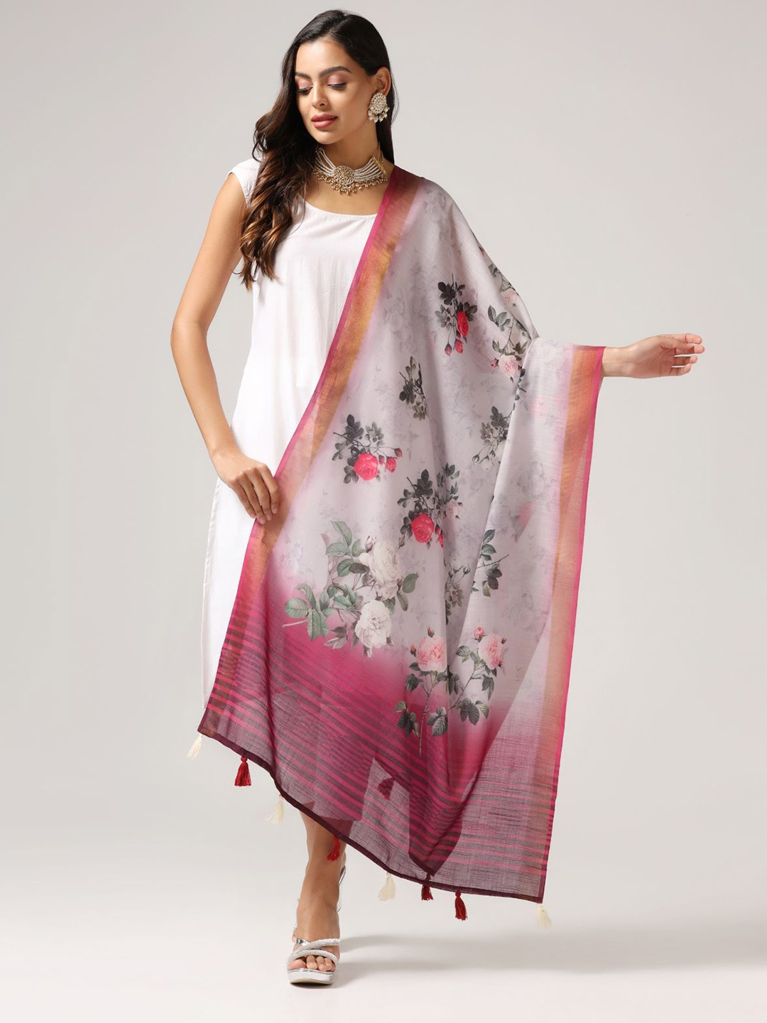 

Kaizen TEXO FAB Ethnic Motifs Digital Printed Dupatta, Maroon