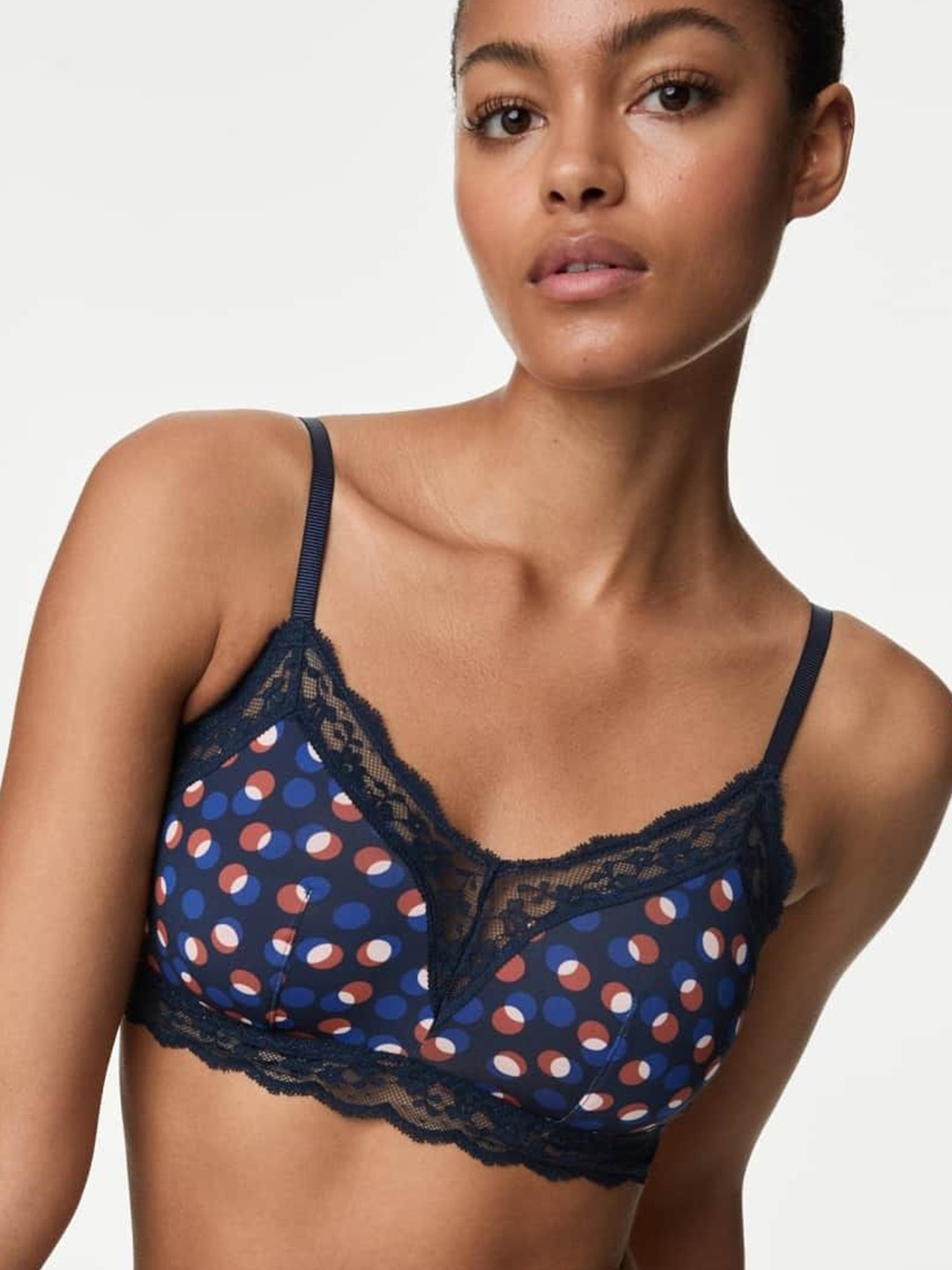 

Marks & Spencer Geometric Bralette Full Coverage Bra, Navy blue