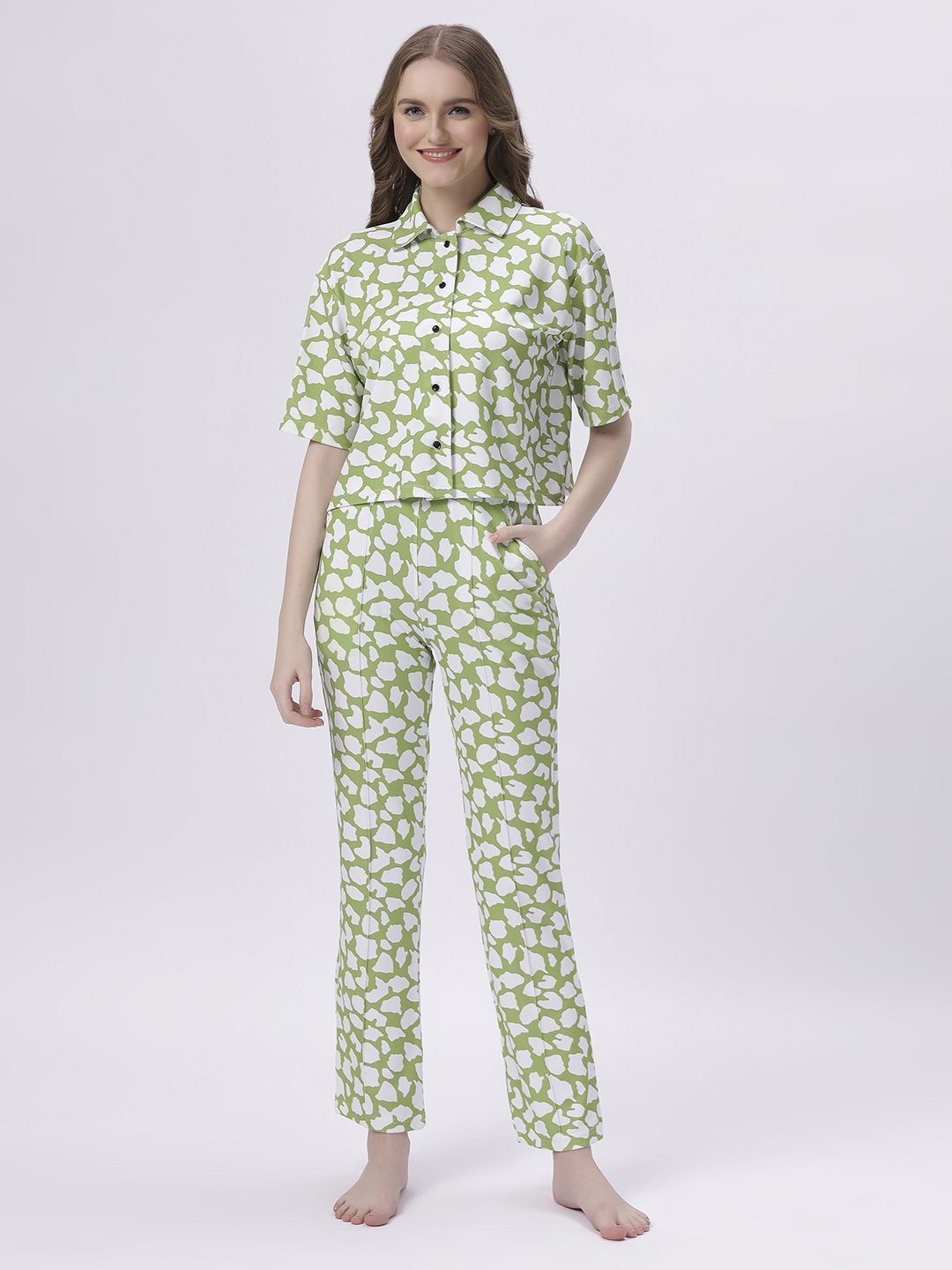 

BABA YAGA Printed Shirt With Trouser, Green