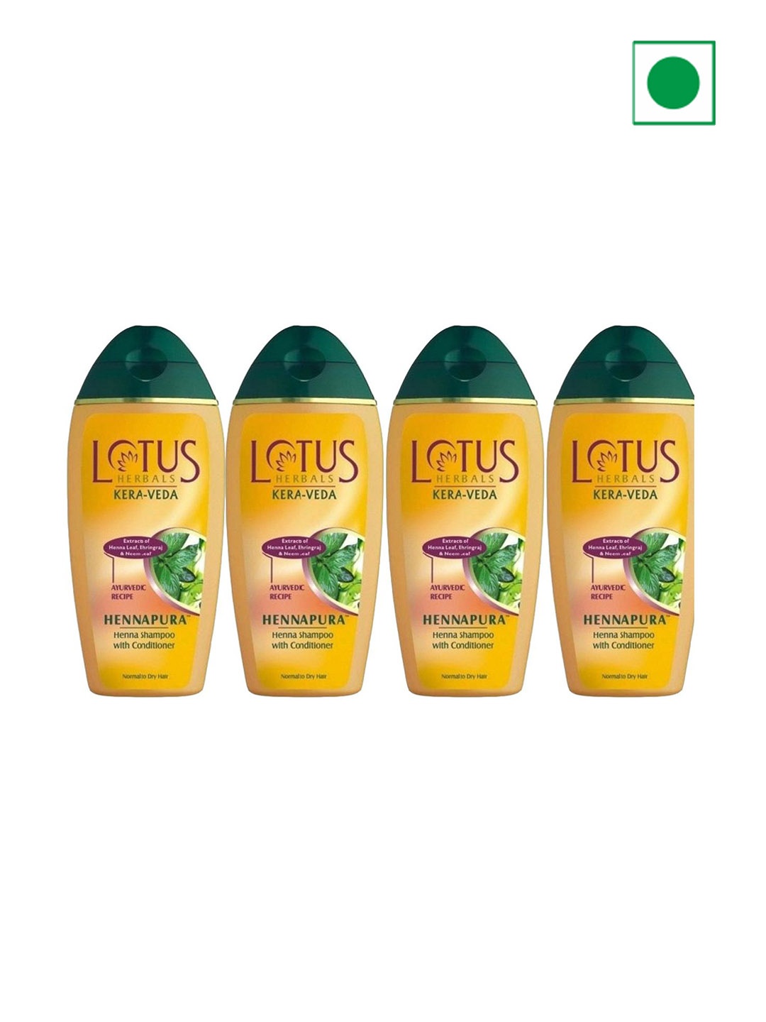 

Lotus Herbals Set Of 4 Kera-Veda Hennapura Henna Shampoo With Conditioner- 200ml Each, Yellow