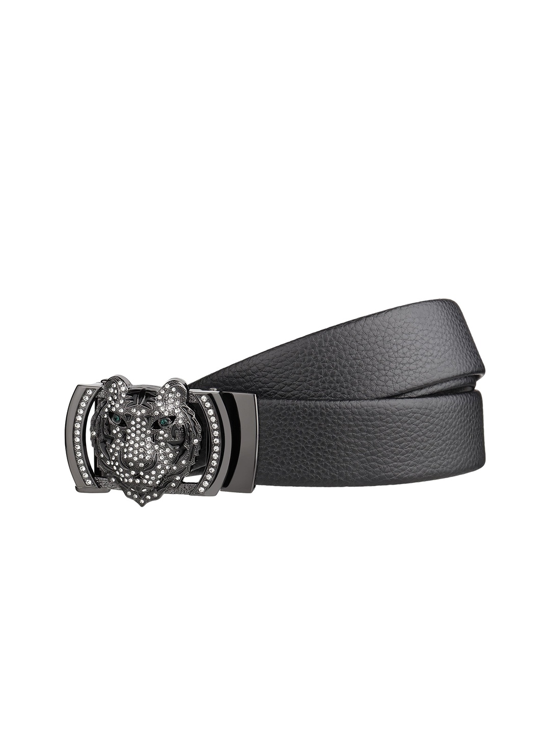 

WINSOME DEAL Men Textured Slider Buckle Closure Casual Belt, Black