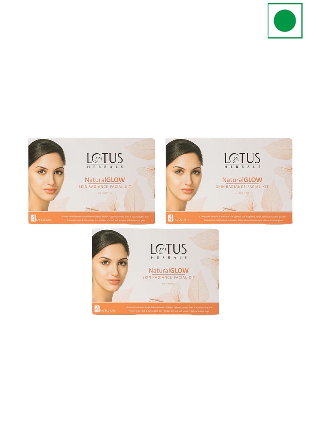 

Lotus Herbals Set Of 3 Natural Glow Radiance Facial Kit - 50g Each, Orange