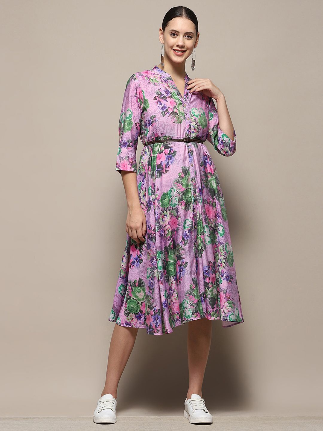 

Biba Floral Print Fit & Flare Midi Dress, Purple