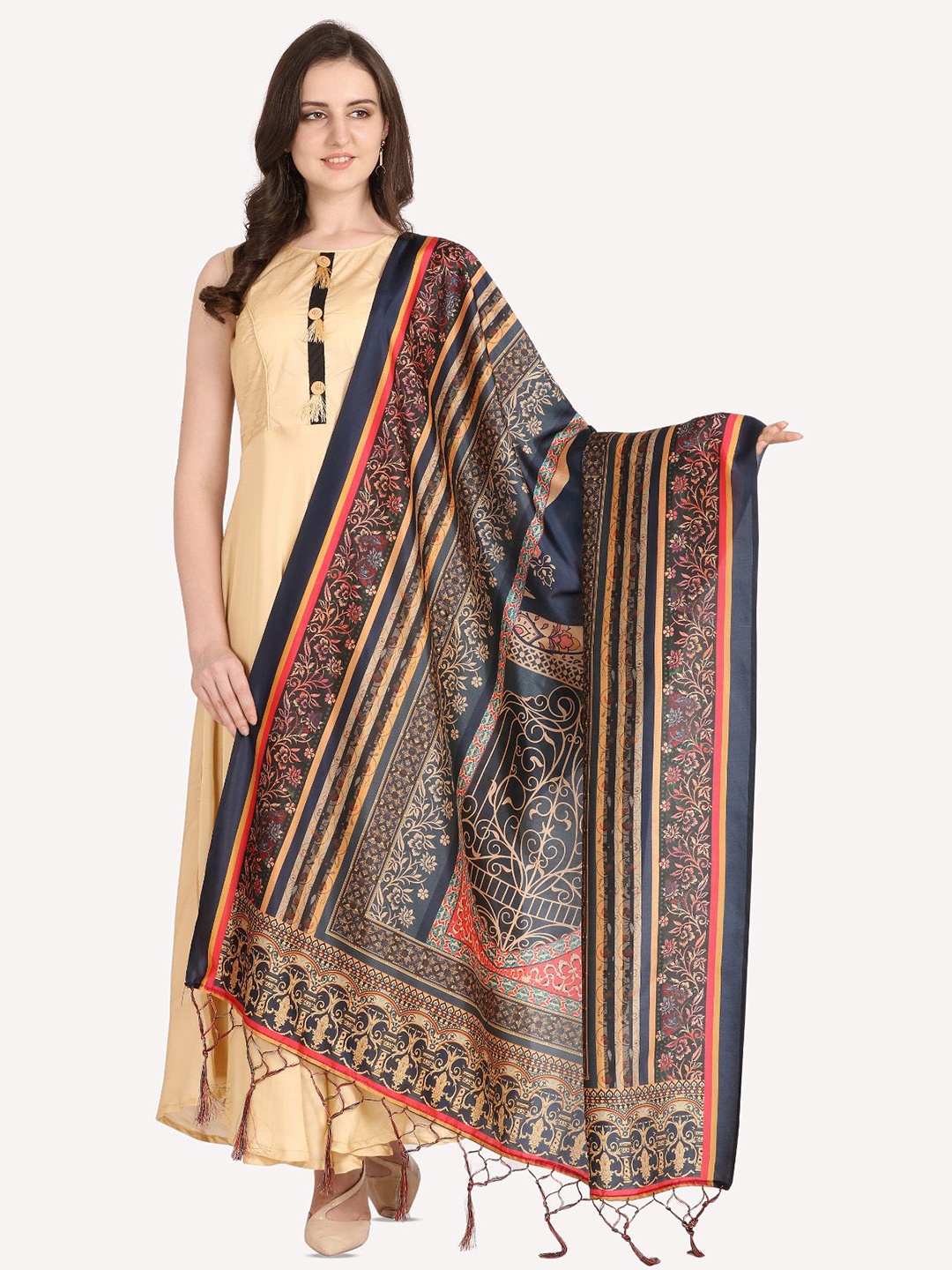 

Kaizen TEXO FAB Ethnic Motifs Printed Assam Silk Dupatta, Blue