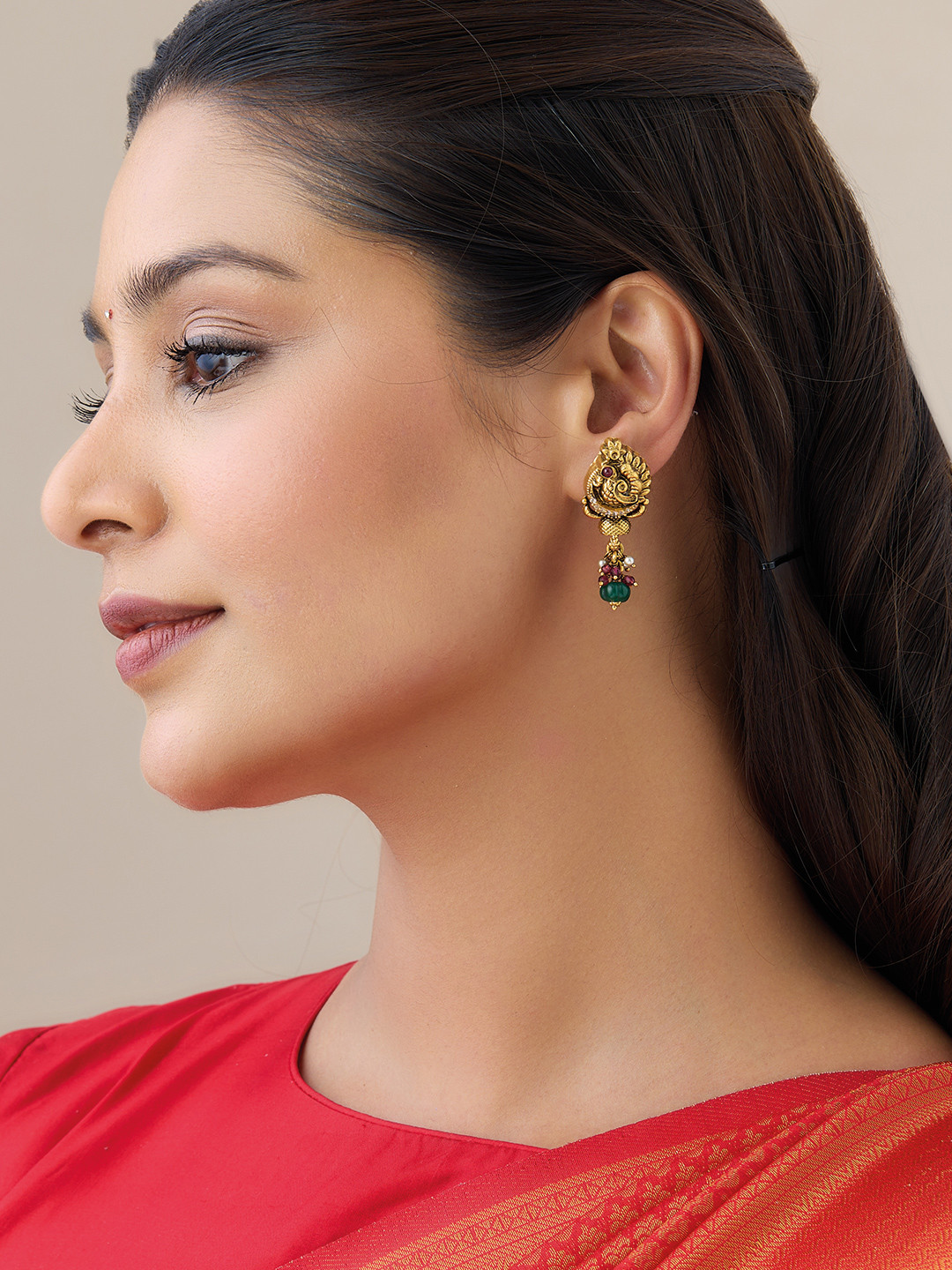

Kushal's Fashion Jewellery Gold-Plated Classic 92.5 Pure Silver Drop Earrings