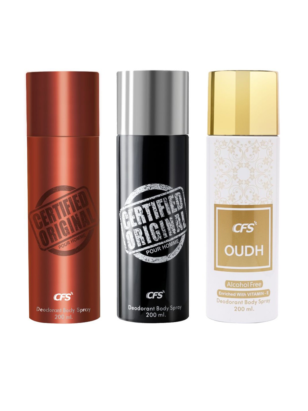 

CFS Certified Original Oudh Set Of 3 Last Longer Deodorants-200ml Each, Black