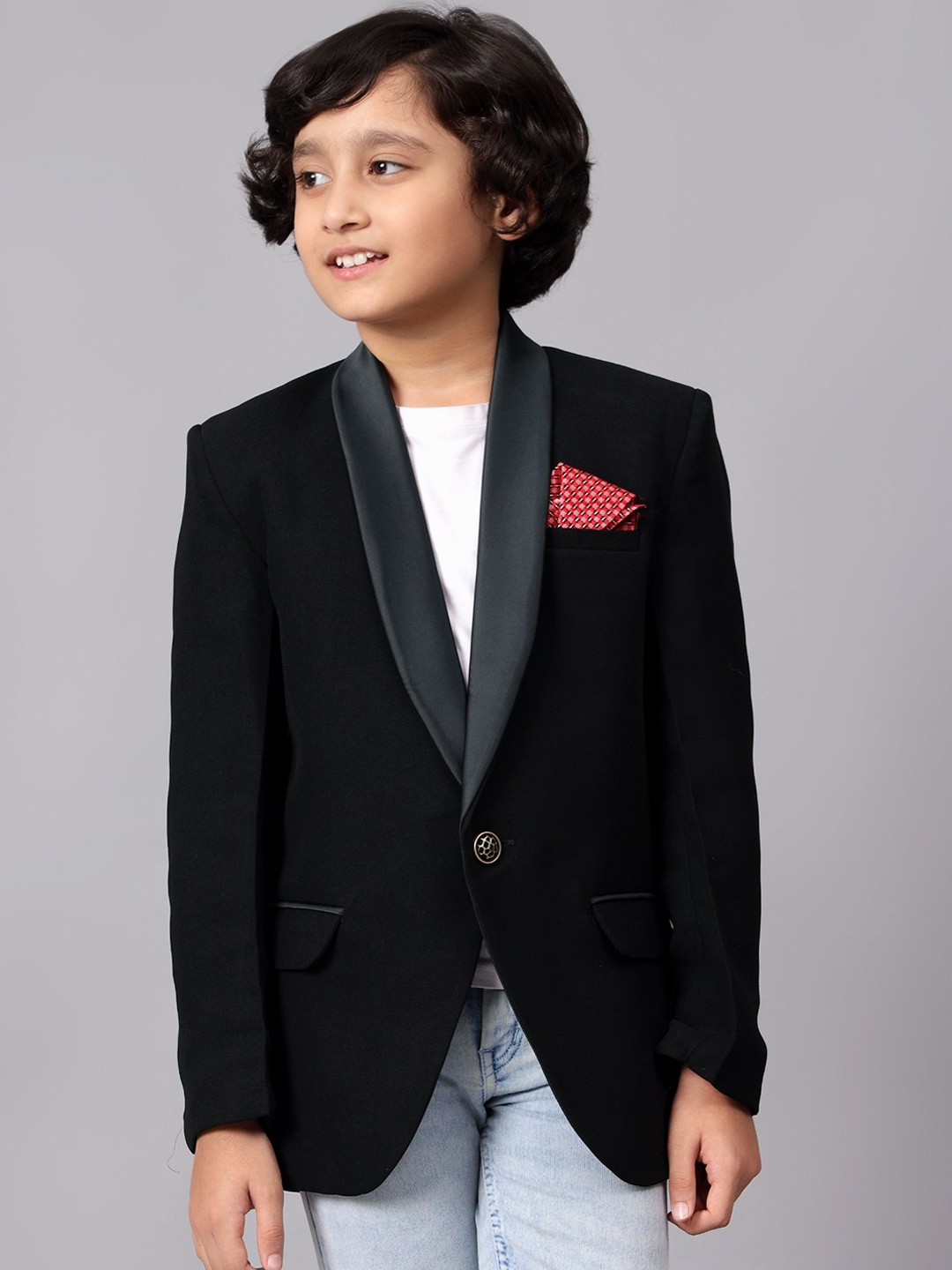 

BAESD Boys Shawl Collar Single Breasted Blazers, Black