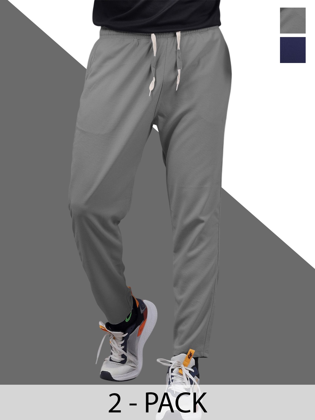 

Septem Men Pack Of 2 Mid Rise Gym Pants ST-102.Navy Blue-Steel Grey-S-Navy Blue-Steel Grey